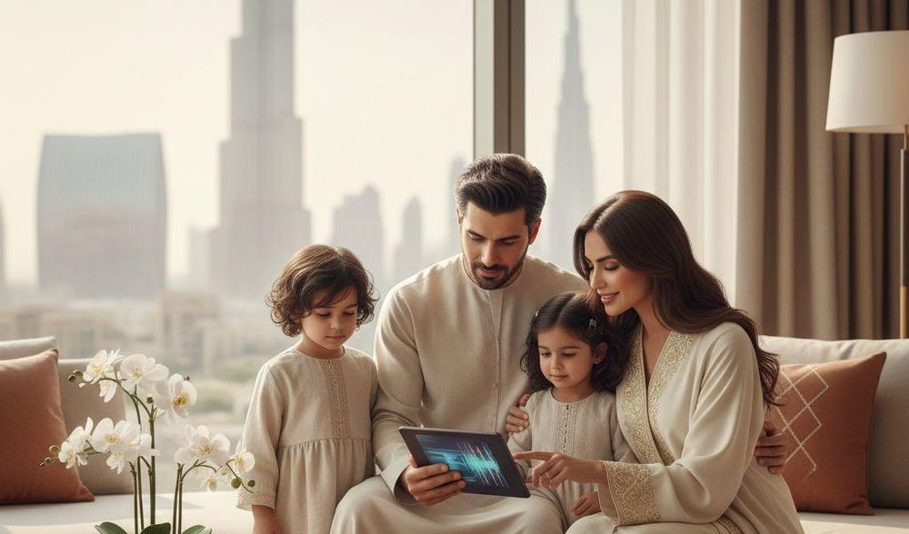 Family relaxing together at home