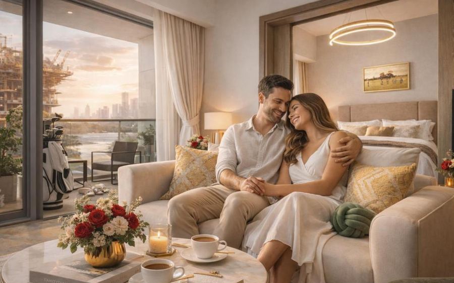 Couple relaxing on the sofa after work