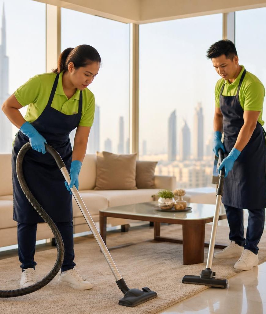 On-Call Maid cleaning team in a Dubai apartment